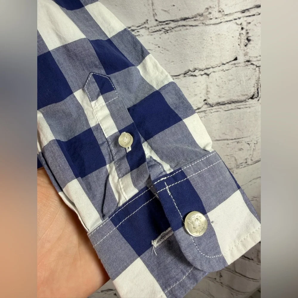 Boden EUC Blue and White Checkered Button-Down Shirt